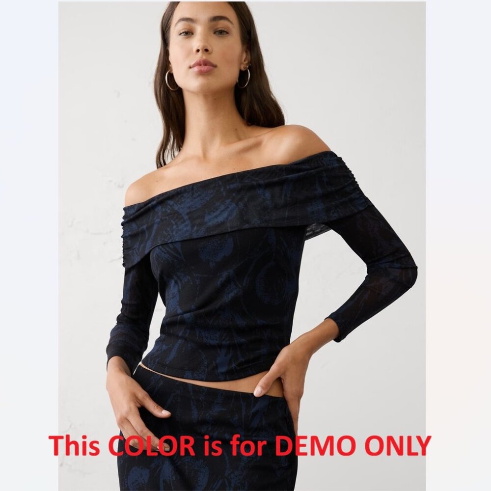 Banana Republic Factory Off-Shoulder Mesh Top Black NWT - Picture 3 of 10